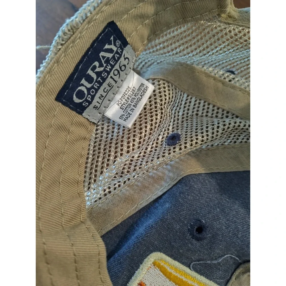 Ouray Sportswear Acadia National Park Trucker Hat Blue Tan Mesh Snapback 51287